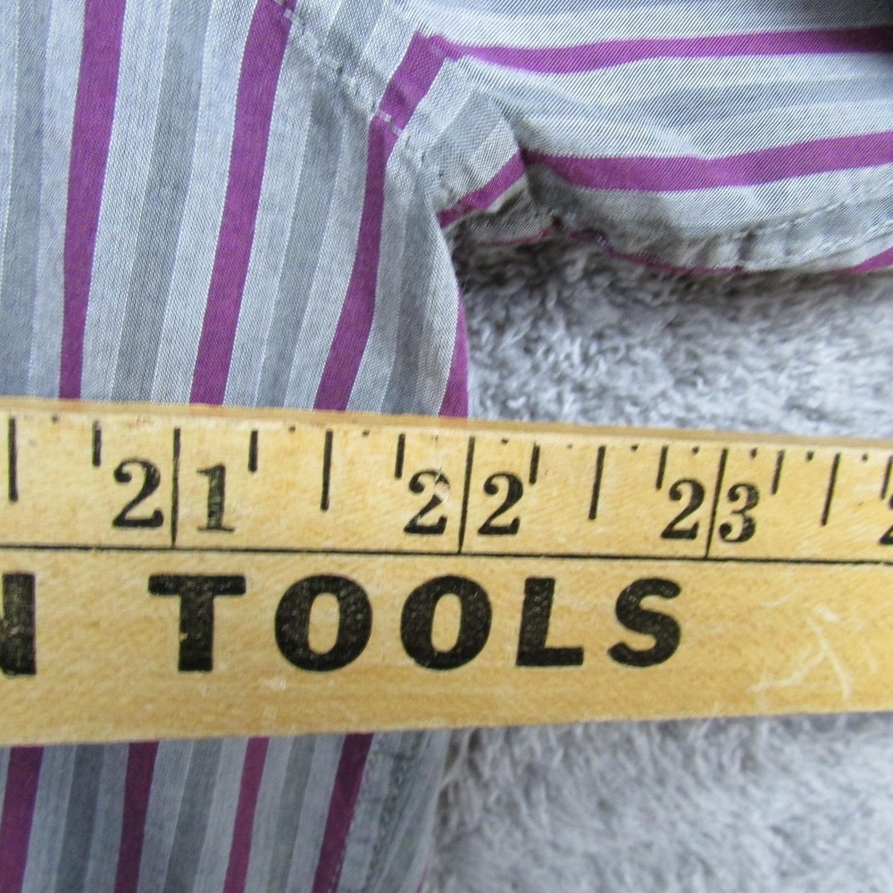 Hugo Boss Shirt Mens Large Gray Purple‎ Striped Button Down Reg Fit Long Sleeve - Picture 7 of 7
